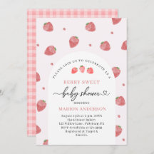 Waterverf Aardbei Baby shower Invitation