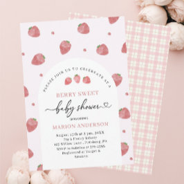 Waterverf Aardbei Baby shower Invitation Kaart