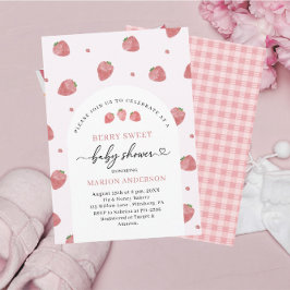 Waterverf Aardbei Baby shower Invitation Kaart