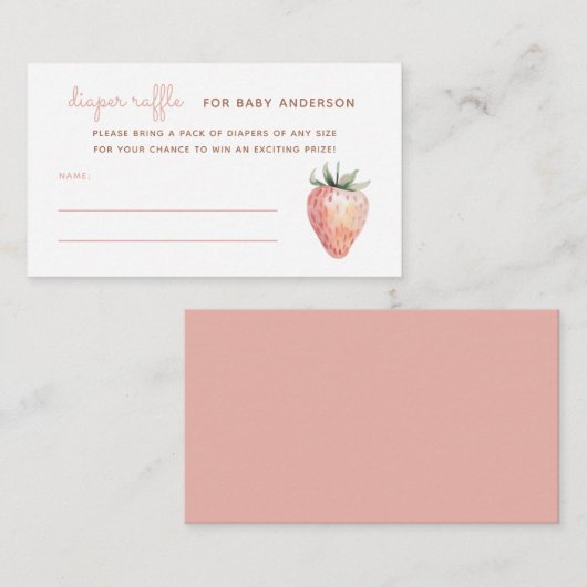 Waterverf Aardbei Baby shower Luier Raffle Informatiekaartje (Voorkant / Achterkant)