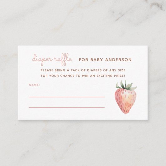 Waterverf Aardbei Baby shower Luier Raffle Informatiekaartje (Voorkant)