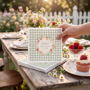 Waterverf Aardbei Baby Shower Servetje met Fantasi Servet