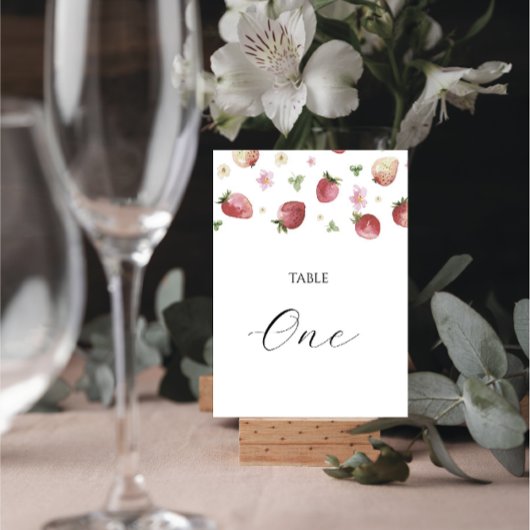 Waterverf Aardbei Baby shower Tafelnummer