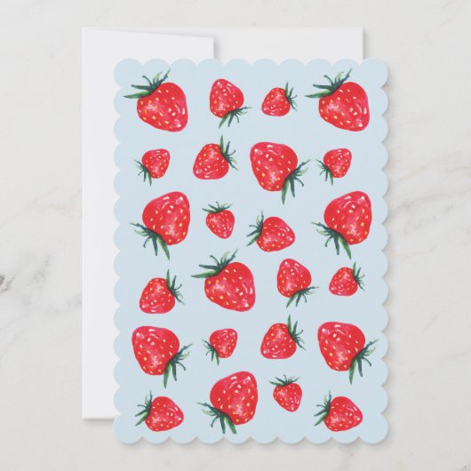 Waterverf Aardbei Baby shower Uitnodigen Kaart (Achterkant)