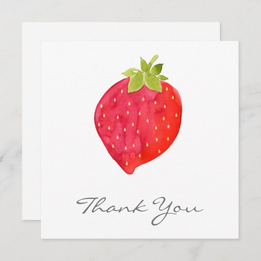 Waterverf aardbei bedankkaart (Voorkant / Achterkant)