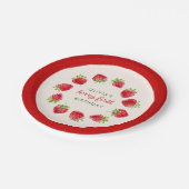 Waterverf Aardbei Berry Eerste 1e verjaardag Papieren Bordje (Gekanteld)