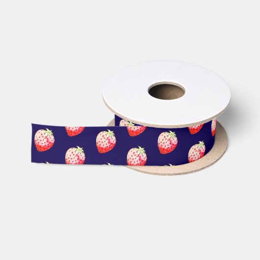 waterverf aardbei bij de marine satijnen lint (Spoel)