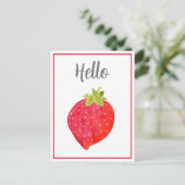 Waterverf aardbei briefkaart (Staand voorkant)