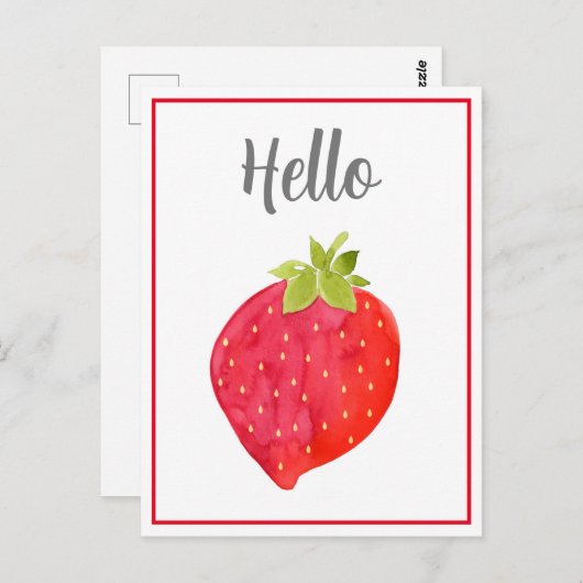 Waterverf aardbei briefkaart (Voorkant / Achterkant)