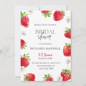 Waterverf Aardbei Bruids Douche Invitation Kaart (Voorkant)