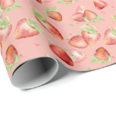 Waterverf aardbei cadeaupapier (Rol Hoek)