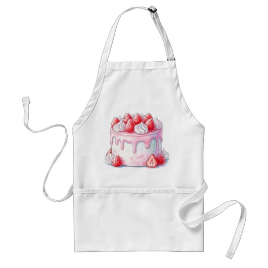 Waterverf Aardbei Cake Baking Lover Chef Gift Standaard Schort (Voorkant)