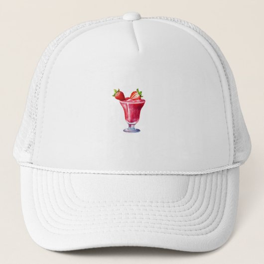 Waterverf Aardbei Cocktail Drink Trucker Pet (Voorkant)