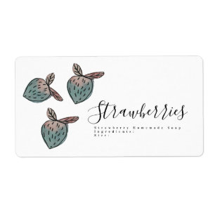 Waterverf Aardbei Doodle Roze Blauw Zeep Etiket