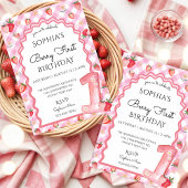 Waterverf Aardbei Eerste 1e Verjaardag Kaart