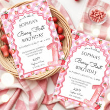 Waterverf Aardbei Eerste 1e Verjaardag