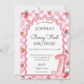 Waterverf Aardbei Eerste 1e Verjaardag Kaart (Voorkant)