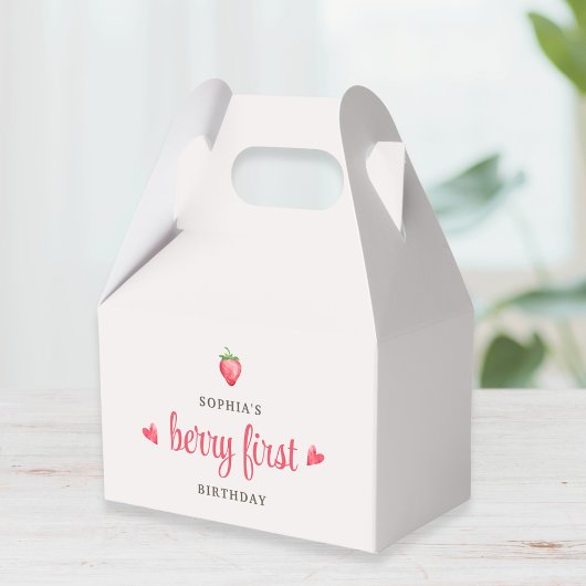 Waterverf Aardbei Eerste Verjaardag Bedankdoosjes