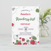 Waterverf Aardbei Eerste Verjaardag Sweet Kaart (Staand voorkant)
