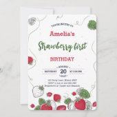 Waterverf Aardbei Eerste Verjaardag Sweet Kaart (Voorkant)