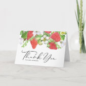 Waterverf Aardbei en Bloesems Afstuderen Bedankkaart (Voorkant)