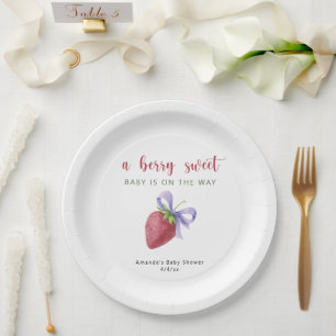 Waterverf aardbei en boog Baby shower Papieren Bordje