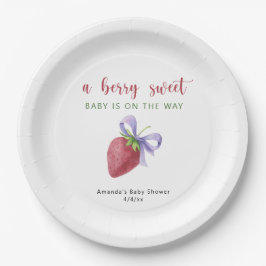 Waterverf aardbei en boog Baby shower Papieren Bordje