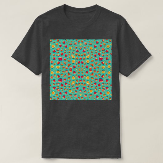 Waterverf aardbei en citroen Fruit Patterned su T-shirt (Design voorkant)