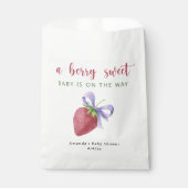 Waterverf aardbei en paarse boog Baby shower Bedankzakje (Voorkant)