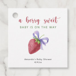 Waterverf aardbei en paarse strik Baby shower Bedankjes Labels
