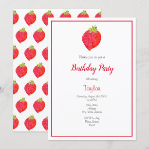 Waterverf Aardbei en Patroon Kaart