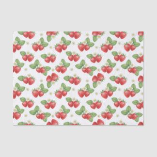 Waterverf Aardbei Fruit en Bloemen  Tissuepapier