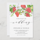 Waterverf aardbei Garland Botanische bruiloft Kaart (Voorkant)