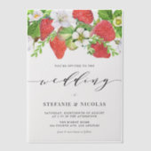 Waterverf aardbei Garland Botanische bruiloft Vellum Uitnodigingen (Voorkant)