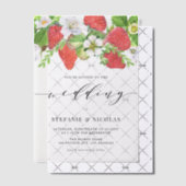 Waterverf aardbei Garland Botanische bruiloft Vellum Uitnodigingen (Offset (Uitnodiging))