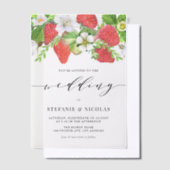 Waterverf aardbei Garland Botanische bruiloft Vellum Uitnodigingen (Offset)