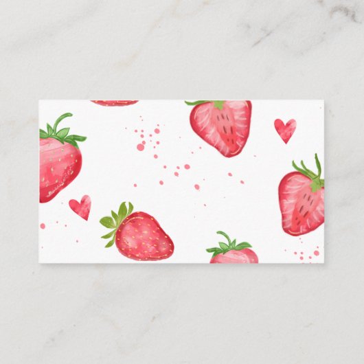 Waterverf Aardbei Gepersonaliseerd Informatiekaartje (Achterkant)