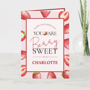 Waterverf Aardbei Girly Valentijnsdag Gevouwen Feestdagen Kaart