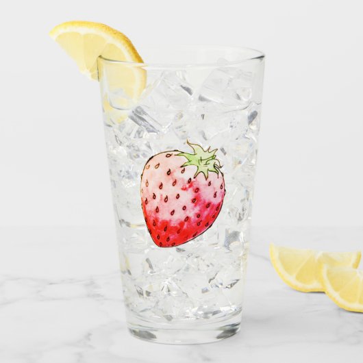 waterverf aardbei glas (Voorkant ijs)