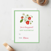 Waterverf aardbei Happy Valentijnsdag Mini Notitiekaartje (Voorkant / Achterkant in situ)