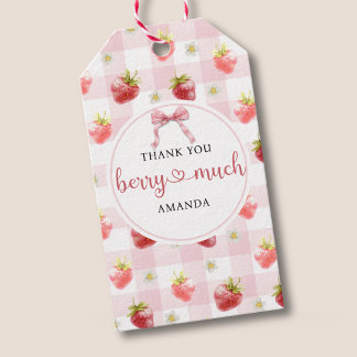Waterverf Aardbei Hartelijk dank Berry Cadeaulabel