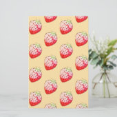 waterverf aardbei in geel briefpapier (Staand voorkant)