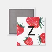 Waterverf aardbei Initiaal magneet (Voorkant / Achterkant)