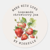 Waterverf Aardbei Jam Label Inmaak Sticker (Voorkant)