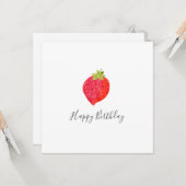 Waterverf aardbei Kaart (Voorkant / Achterkant in situ)