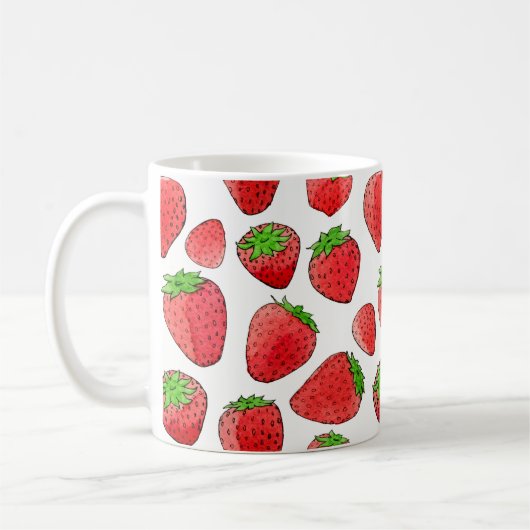 Waterverf aardbei koffiemok (Links)