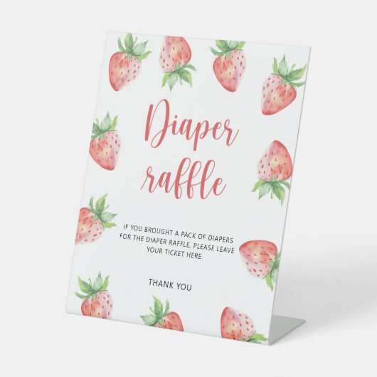 Waterverf Aardbei - luierloterij Reclamebord Met Voetstuk (Voorkant)