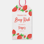 Waterverf Aardbei Meisje Baby shower dank u Cadeaulabel (Achterkant)