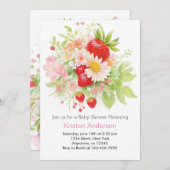 Waterverf aardbei meisje Baby shower Kaart (Voorkant / Achterkant)