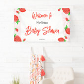 Waterverf aardbei meisje Baby shower Spandoek (Insitu)